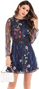 img 3 attached to 🌸 Milumia Women's Floral Embroidery Mesh Tunic Party Dress with Round Neck