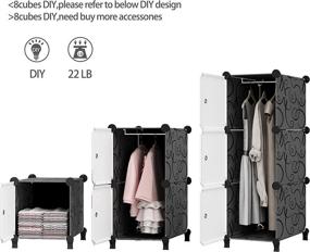 img 2 attached to Anenz 8 Cubes Portable Wardrobe Closet, Large 14''x19'' Cube Storage Organizer System Cabinet for Bedroom, Plastic Dresser with Doors and Hanging Clothes Closet Armoires, Cubby Shelving