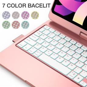 img 2 attached to 🔑 Ultimate iPad Air 4th Generation Keyboard Case: 360° Rotatable, Backlit, Pencil Holder, Rose Gold | Compatible with iPad Pro 11 3rd Gen (2021)