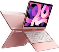 🔑 ultimate ipad air 4th generation keyboard case: 360° rotatable, backlit, pencil holder, rose gold | compatible with ipad pro 11 3rd gen (2021) logo
