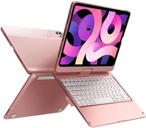 img 4 attached to 🔑 Ultimate iPad Air 4th Generation Keyboard Case: 360° Rotatable, Backlit, Pencil Holder, Rose Gold | Compatible with iPad Pro 11 3rd Gen (2021)