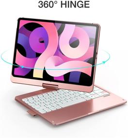 img 3 attached to 🔑 Ultimate iPad Air 4th Generation Keyboard Case: 360° Rotatable, Backlit, Pencil Holder, Rose Gold | Compatible with iPad Pro 11 3rd Gen (2021)