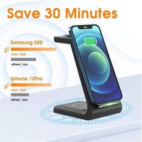 img 3 attached to 🔌 Upgraded 3-in-1 Wireless Charger Stand: Qi-Certified Fast Charging, Overvoltage Protection, Less Cord - Simple Multi-Function Charging Station for All Qi-Enabled Phones