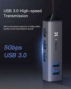 img 2 attached to 🔌 Baseus Aluminum 5-Port USB 3.0 Hub: High-Speed Data Transmission for Mac, Windows, and Chrome OS
