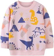 🦕 bgirnuk dinosaur printed toddler girls cotton long sleeve crewneck pullover sweatshirts - kids tops logo
