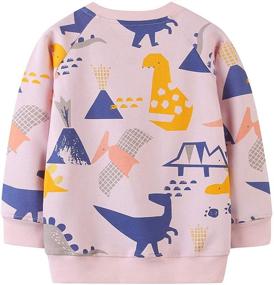 img 3 attached to 🦕 BGIRNUK Dinosaur Printed Toddler Girls Cotton Long Sleeve Crewneck Pullover Sweatshirts - Kids Tops