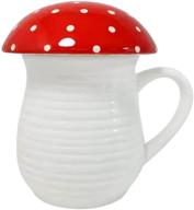 🍄 mushroom mug with lid: perfect for mushroom tea, coffee - cute and decorative ceramic coffee cup! logo