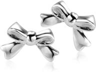 stylish 925 sterling silver bow ribbon stud earrings for enhanced seo logo