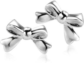 img 3 attached to Stylish 925 Sterling Silver Bow Ribbon Stud Earrings for Enhanced SEO