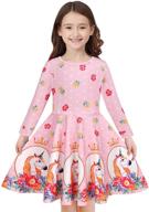 👗 quedoris printed casual twirly girls' christmas dresses logo