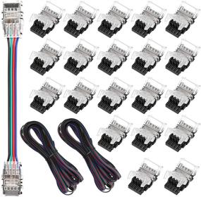 img 4 attached to 20-Pack Waterproof 4 Pin LED Light Strip Connectors for 10mm RGB 5050 LED Strip Lights - Strip-to-Wire Connector & LED Strip Jumper Connector with 2 x 16.4 Feet Extension Cables