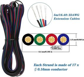 img 1 attached to 20-Pack Waterproof 4 Pin LED Light Strip Connectors for 10mm RGB 5050 LED Strip Lights - Strip-to-Wire Connector & LED Strip Jumper Connector with 2 x 16.4 Feet Extension Cables