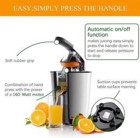 img 3 attached to 🍊 Homeleader Stainless Steel Electric Citrus Juicer - Powerful Motor, Two Cones for Grapefruits, Oranges, and Lemons - Black