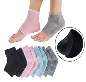 img 4 attached to 👣 Revitalize & Repair Your Heels with 4 Pairs of Vented Moisturizing Gel Heel Socks - Open Toe Silicone Spa Gel Socks for Women and Men