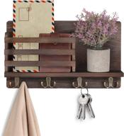 📬 stylish libwys wall mounted mail holder and key hooks for organized entryways and offices - rustic, wooden design in brown логотип