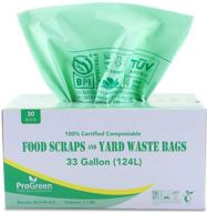 🌱 progreen 33 gallon extra thick compostable bags - 30 count, extra large lawn and leaf trash bags, biodegradable astm d6400 bpi and vincotte certified (xxl) logo