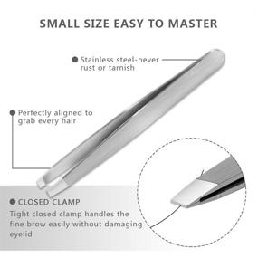 img 2 attached to Precision Eyebrow Tweezers with Leather Case - Professional Stainless Steel Tool for Brow Shaping, Facial Hair & Eyelash Grooming - Silver