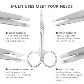 img 3 attached to Precision Eyebrow Tweezers with Leather Case - Professional Stainless Steel Tool for Brow Shaping, Facial Hair & Eyelash Grooming - Silver