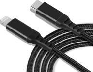 10 ft usb-c to lightning cable - fast charger cord for iphone 12/12 pro max/12 mini and more - mfi certified, nylon, black logo