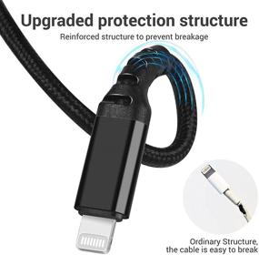 img 1 attached to 10 ft USB-C to Lightning Cable - Fast Charger Cord for iPhone 12/12 Pro Max/12 mini and More - MFi Certified, Nylon, Black