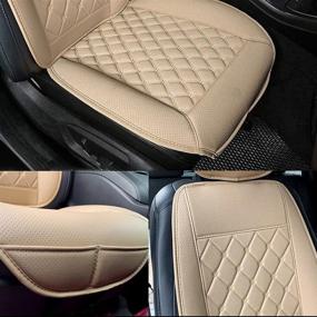 img 1 attached to High-Quality PU Leather Car Seat Cover Protector for Front Seats - Breathable & Non-Slip Interior Car Accessories - Waterproof Seat Cushion - Universal Fit for 95% of Auto/Truck/SUV/Van - Beige