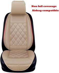 img 2 attached to High-Quality PU Leather Car Seat Cover Protector for Front Seats - Breathable & Non-Slip Interior Car Accessories - Waterproof Seat Cushion - Universal Fit for 95% of Auto/Truck/SUV/Van - Beige