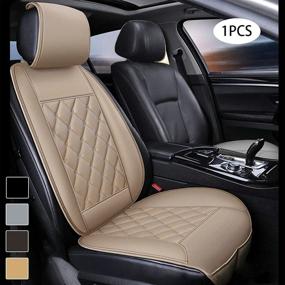 img 4 attached to High-Quality PU Leather Car Seat Cover Protector for Front Seats - Breathable & Non-Slip Interior Car Accessories - Waterproof Seat Cushion - Universal Fit for 95% of Auto/Truck/SUV/Van - Beige