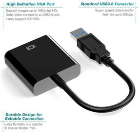 img 1 attached to 💻 USB to VGA Adapter - High Definition 1080P Multi-Display Video Converter, USB 3.0/2.0 Compatible with Windows 7/8/8.1/10 - Ideal for Desktop, Laptop, PC, Monitor, Projector, HDTV