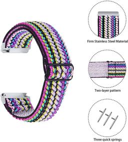 img 3 attached to 📿 Joyozy Adjustable Elastic Bands for Fitbit Versa 2/Fitbit Versa/Fitbit Versa Lite - Soft and Stretchy Nylon Wristband Strap Replacement for Women and Men