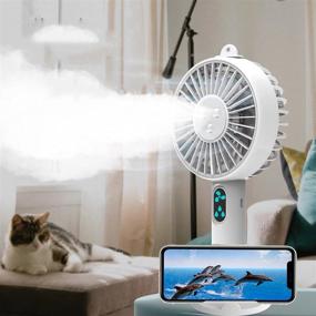 img 4 attached to 🌬️ Double Nozzle Hand-held Misting Portable Mini Fan with Phone Holder – Cool, Personalized Cooling Humidifier, Sprayer Fan – USB/Rechargeable, Silent – Ideal for Camping, Hiking & Outdoors