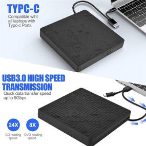 img 3 attached to 📀 High-Speed External DVD Drive with USB3.0/Type-C, CD-ROM Burner for Laptop, 2 USB3.0 Ports, SD/TF Port, Micro USB C Cord – Windows 10/8/7 Mac Book Linux OS