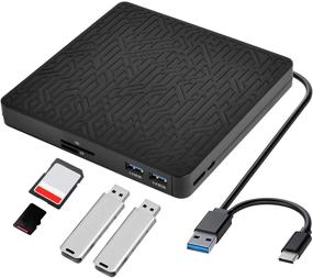 img 4 attached to 📀 High-Speed External DVD Drive with USB3.0/Type-C, CD-ROM Burner for Laptop, 2 USB3.0 Ports, SD/TF Port, Micro USB C Cord – Windows 10/8/7 Mac Book Linux OS