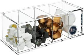 img 4 attached to ☕ Acrylic Coffee Capsule Holder Box - Clear K Cup Pod Storage Organizer with Lid for Coffee Bar Accessories, 4 Compartments