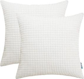 img 4 attached to Hwy 50 Cream White Throw Pillow Cover 18x18 inch - Soft Comfy Corduroy, Solid Square Set of 2 Cushion Covers for Bedroom Car Indoor - Corn Striped