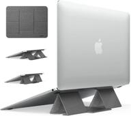 💻 ringke folding stand 2 - portable & foldable, lightweight design with anti-slide base, open space cooling, two elevation adjustments - invisible laptop stand for macbooks, tablets, laptops, and notebooks (gray) logo