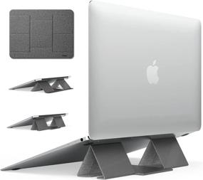 img 4 attached to 💻 Ringke Folding Stand 2 - Portable & Foldable, Lightweight Design with Anti-Slide Base, Open Space Cooling, Two Elevation Adjustments - Invisible Laptop Stand for MacBooks, Tablets, Laptops, and Notebooks (Gray)