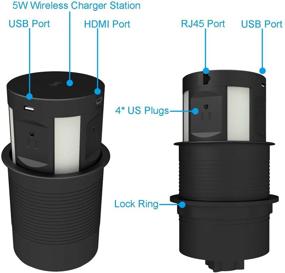 img 1 attached to 💡 Максимальное удобство: Настольная водонепроницаемая розетка со встроенной беспроводной зарядкой и защитой от перепадов напряжения.