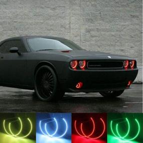 img 3 attached to 🚘 Enhance Your Dodge's Style with the Qiuko RGB Multi-color LED Angel Eye Light Halo Ring Demon KIT Headlight - Fits Dodge Challenger 2008-2014 2021