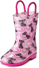 img 4 attached to 🌧️ Puddle Play - Boys and Girls Rain Boots with Convenient Handles for Toddlers and Kids - Assorted Colors and Eye-Catching Designs
