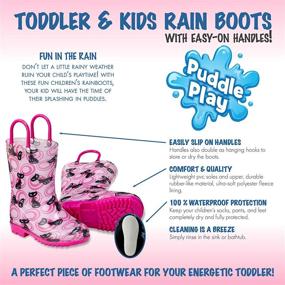 img 3 attached to 🌧️ Puddle Play - Boys and Girls Rain Boots with Convenient Handles for Toddlers and Kids - Assorted Colors and Eye-Catching Designs