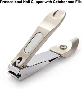 img 3 attached to 💅 Professional Nail Clippers with Catcher: Ergonomic Design, Built-in Nail File, Sharp and Durable - Perfect Trimmers for Men and Women