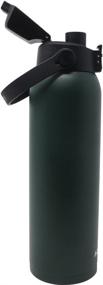 img 2 attached to 🌿 Aquatix 32oz Stainless Steel Double Wall Vacuum Insulated Water Bottle - Fern Green, Flip Top Cap, Removable Strap Handle - Keeps Drink Cold 24hr/Hot 6hr