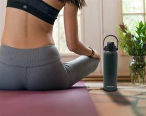 img 1 attached to 🌿 Aquatix 32oz Stainless Steel Double Wall Vacuum Insulated Water Bottle - Fern Green, Flip Top Cap, Removable Strap Handle - Keeps Drink Cold 24hr/Hot 6hr