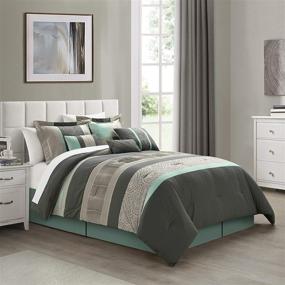 img 2 attached to Luxurious Euphoria: Chic Home King Size 🛏️ 8-Piece Dark Grey/Green Comforter Set with Exquisite Embroidery