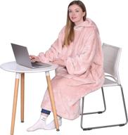 🔥 kpblis oversized wearable blanket hoodie - warm and cozy giant fleece sweatshirt with sleeves and pocket for women, men, adults and kids - pink logo