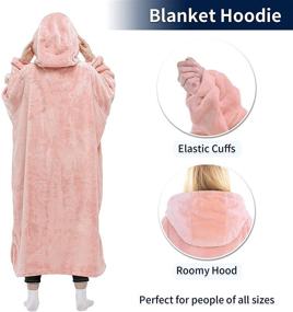 img 3 attached to 🔥 KPBLIS Oversized Wearable Blanket Hoodie - Warm and Cozy Giant Fleece Sweatshirt with Sleeves and Pocket for Women, Men, Adults and Kids - Pink