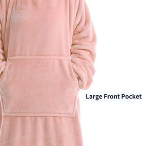 img 2 attached to 🔥 KPBLIS Oversized Wearable Blanket Hoodie - Warm and Cozy Giant Fleece Sweatshirt with Sleeves and Pocket for Women, Men, Adults and Kids - Pink