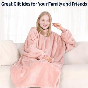 img 1 attached to 🔥 KPBLIS Oversized Wearable Blanket Hoodie - Warm and Cozy Giant Fleece Sweatshirt with Sleeves and Pocket for Women, Men, Adults and Kids - Pink