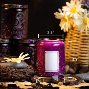img 3 attached to 🕯️ Превосходный фиолетовый тисненый стеклянный контейнер для свечей с крышкой и этикетками, 8 унций - Упаковка из 9 штук: Идеально подходит для стильного и ароматного декора дома
