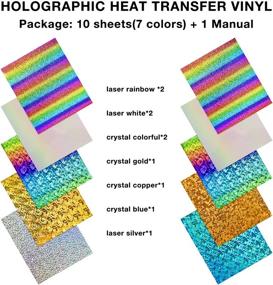 img 3 attached to 🌈 JANDJPACKAGING Holographic Heat Transfer Vinyl - Premium 12"x10" Patterned HTV for Fabric